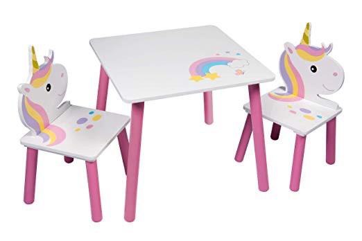 שולחן + 2 כסאות עץ חד קרן