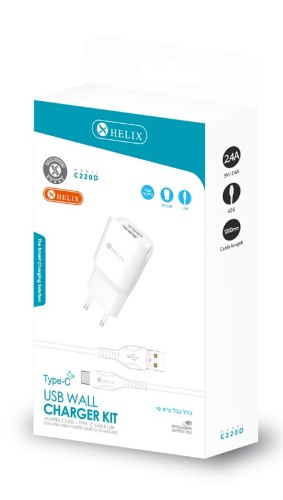 מטען קיר TYPE-C 2.4A HELIX