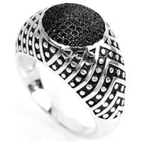 טבעת כסף לגבר מעוצבת משובצת טופז שחור RG9910