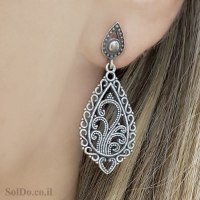 עגילים תלויים מכסף מעוצבים  A8898 | תכשיטי כסף | עגילי כסף