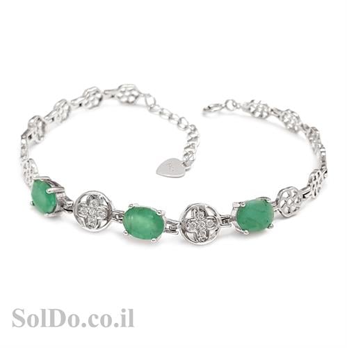 צמיד מכסף משובץ אבני אמרלד ואבני זרקון Z3053 | תכשיטי כסף 925 | צמידי כסף