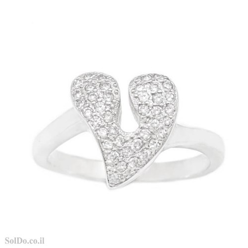 טבעת מכסף לב משובצת אבני זרקון  RG9011 | תכשיטי כסף | טבעות כסף