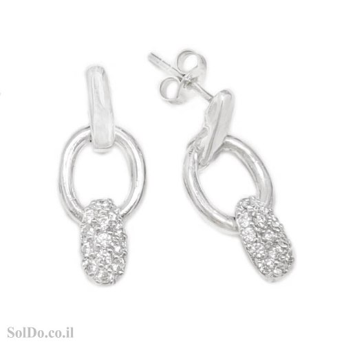 עגילים מכסף משובצים אבני זרקון A8881 | תכשיטי כסף 925