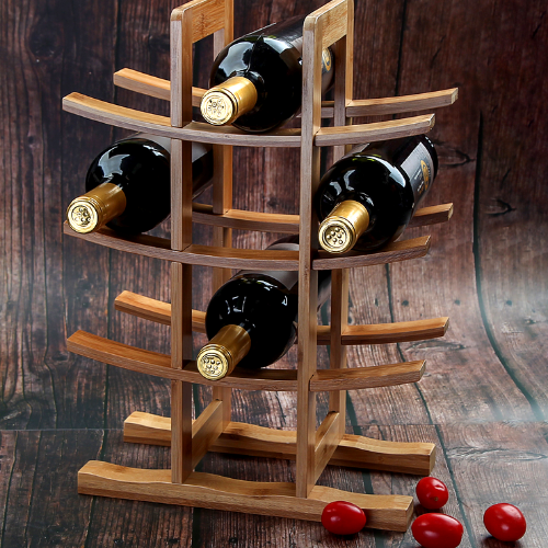 מעמד פגודה דקורטיבי לשמירת יינות עד 12 בקבוקים מבמבוק טבעי המשלוח עם שליח בחינם