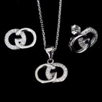 סט כסף עגילים ותליון משובץ זרקונים S1077