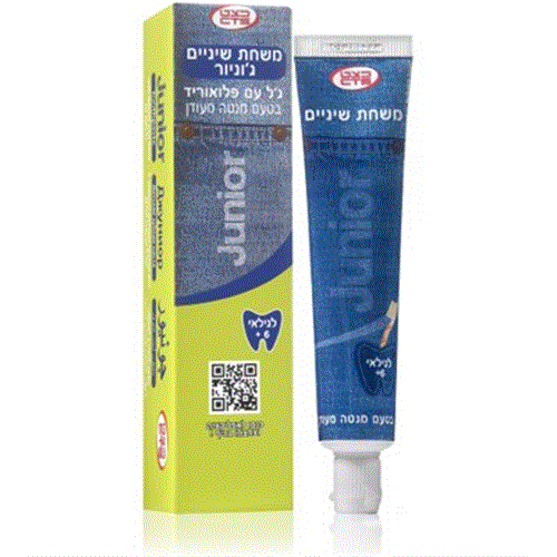 טפטפים משחת שיניים JUNIOR  ג'ל עם פלואוריד לילדים 6+  למניעת עששת בטעם מנטה מעודן