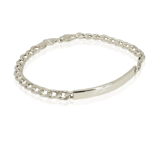 צמיד חוליות פלטה לגבר זהב איטלקי לבן 14 קרט