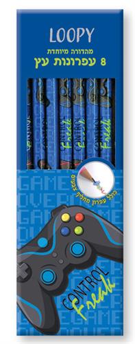 עפרונות עץ+ מחק (1 מחליף צבעים)  גיימר מארז  ‎p.v.c"