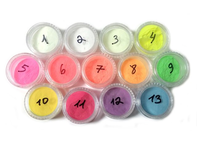 סט אבקות זוהרות - 13 צבעים