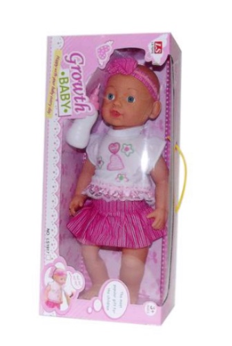 בובת תינוק גודלת עם בקבוק