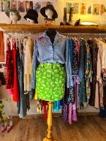 חצאית ג'ינס ירוקה פרחונית מידה S