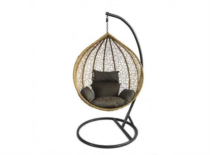 ערסל ישיבה יחיד לגינה כולל כריות בעיצוב ראטן דגם מרלן בצבע טבעי רוחב 1.05 מ'