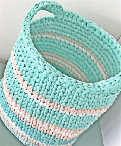 סל סרוג, סל איחסון סרוג, סל כביסה סרוג, סל כביסה סרוג לחדרי תינוקות, סלים סרוגים 