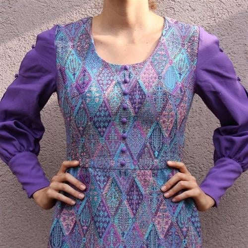 שמלת ערב וינטג' רקומה סגולה מידה S