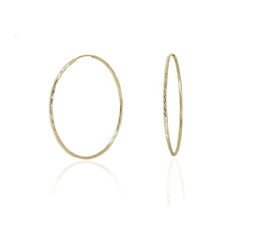 עגילי חישוק מעוצבים חריטת לייזר מזהב צהוב 5.0 סמ