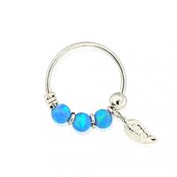 עגיל הליקס זהב נוצה אמיתי עם אבני אופל צבע לבחירה