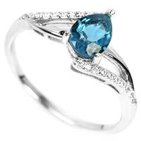 טבעת כסף משובצת טופז כחול וזרקונים RG8321 | תכשיטי כסף 925 | טבעות כסף