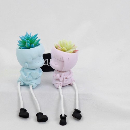 זוג עציצים ילד וילדה ורוד ותכלת