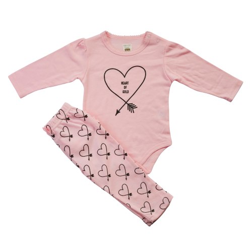 חליפת מעבר לב זהב ורוד בייבי