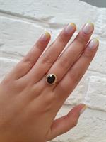 טבעת זהב יהלומים ואבן אמטיסט ירוקה