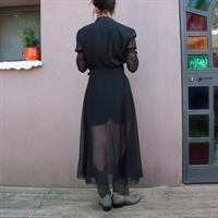 אוברול קצר שחור מכותנה בשילוב שיפון מידה S