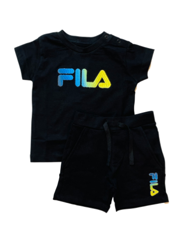 חליפת שורט תינוקות FILA שחור לוגו צבעוני 6-24M