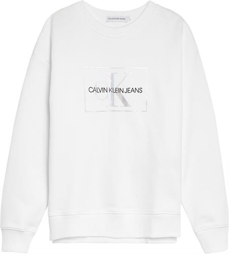 סוויטשירט קרופ CK לבן לוגו כסף