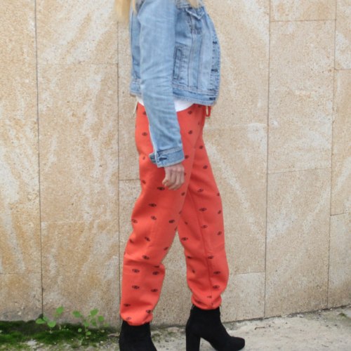 מכנס פוטר נשים עיניים כתום