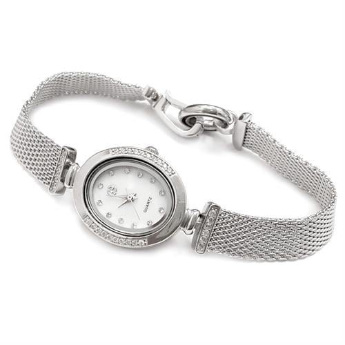 שעון מכסף לאישה משובץ אבני זרקון SH3257 | תכשיטי כסף