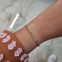 צמיד חוליות איטלקי │ צמיד פיגרו חוליות רוחב 2.4 ממ בזהב צהוב 14 קרט