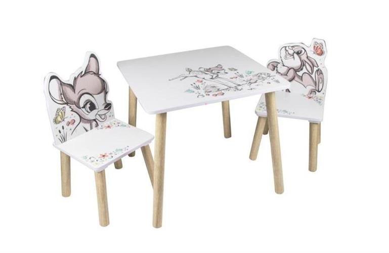 שולחן וזוג כיסאות מעץ - במבי