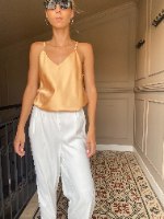 גופיית סאטן משי שמפניה