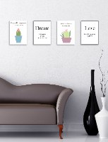 רביעיית תמונות השראה אהבה, קקטוס סגול, קקטוס כחול והמילה לחלום, דגם 13