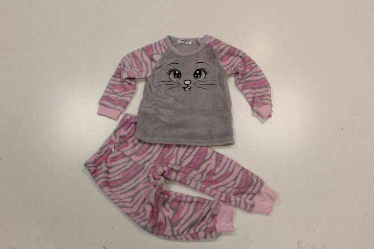 פיג'מה בנות פליז קטיפה אפור