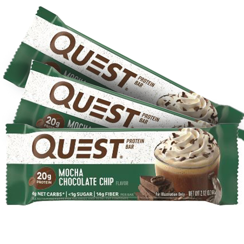 3 חטיפי חלבון מוקה שוקולד צ'יפ,  קווסט