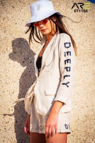 חליפה פשתן DEEPLY בז' ANTIGO