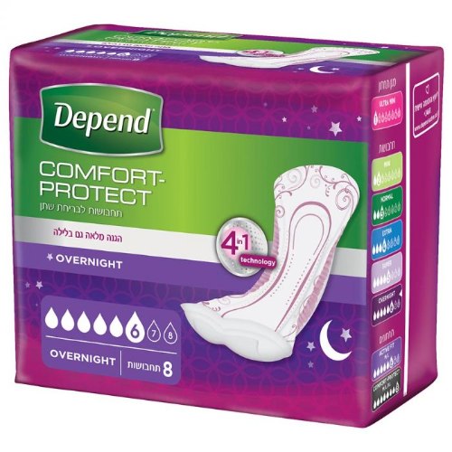 דפנד תחבושות לבריחת שתן הגנה ללילה 6 טיפות 8 יחידות