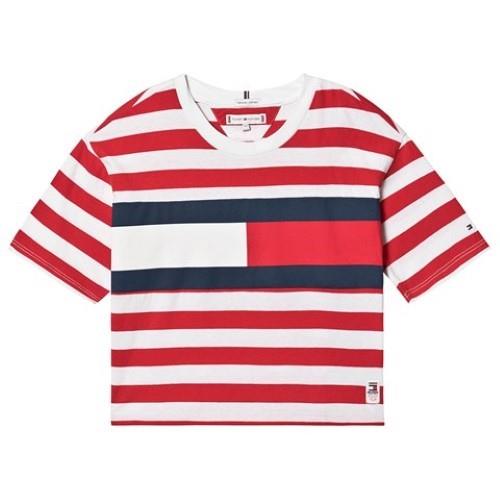 טישירט קרופ בנות TOMMY HILFIGER פסים אדום