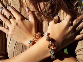 B-06 צמיד חרוזים מכסף ורוזגולד