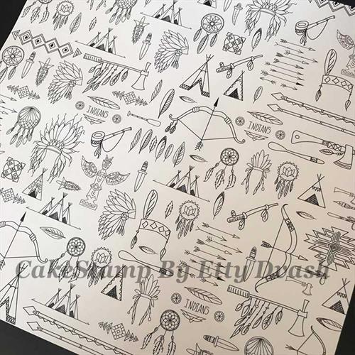 5 יחידות אינדיאני שחור לבן - טפט חזק ואיכותי לעיטוף משטח עוגה.