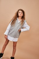 חליפת קלואה אפור ולבן - DANA SIDI GIRLS