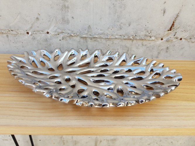 מגש כסף צורת עלה