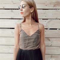 חצאית פליסה - סאטן משי שחור