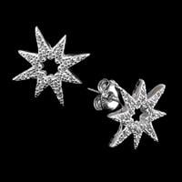 עגילי כסף כוכבים צמודים משובצים זרקונים A2920