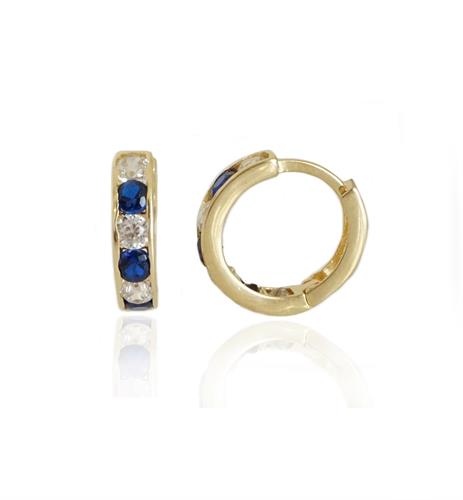 עגילי חישוק קטן1.1 ס"מ|עגילם עם זרקונים לבנים וכחולים