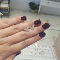 עגילי עכבר זהב וזרקונים צמוד לאוזן