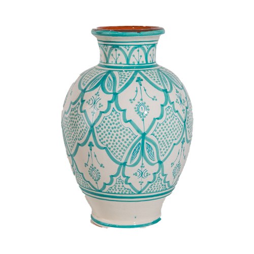 ואזה טורקיז לבן פרחים L