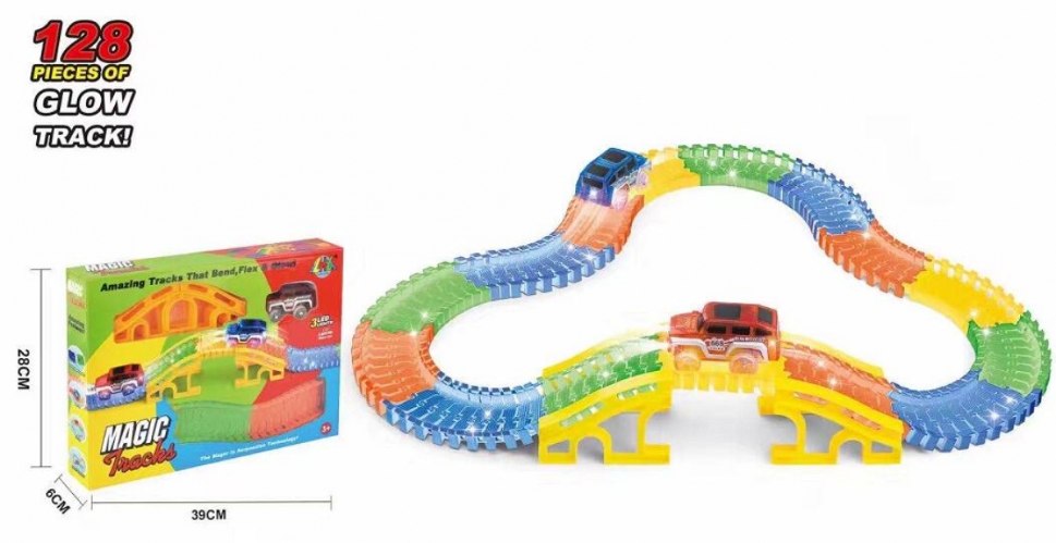 מסלול מכוניות זוהר 128 חלקים