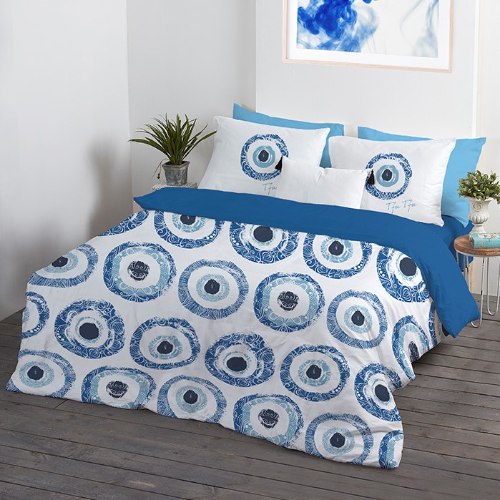 סט מצעים  למיטת קווין 180/200 דגם עין - 100% כותנה