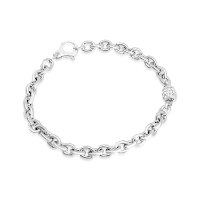 צמיד זהב לבן חוליות 14 קראט לאישה